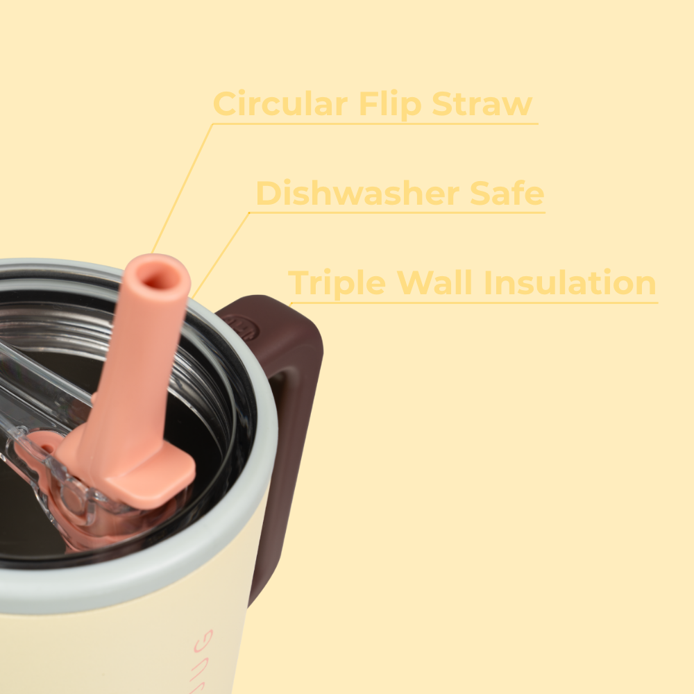 Belle Traveler 20oz Features – Flip Straw, Dishwasher Safe, Triple Wall Insulated