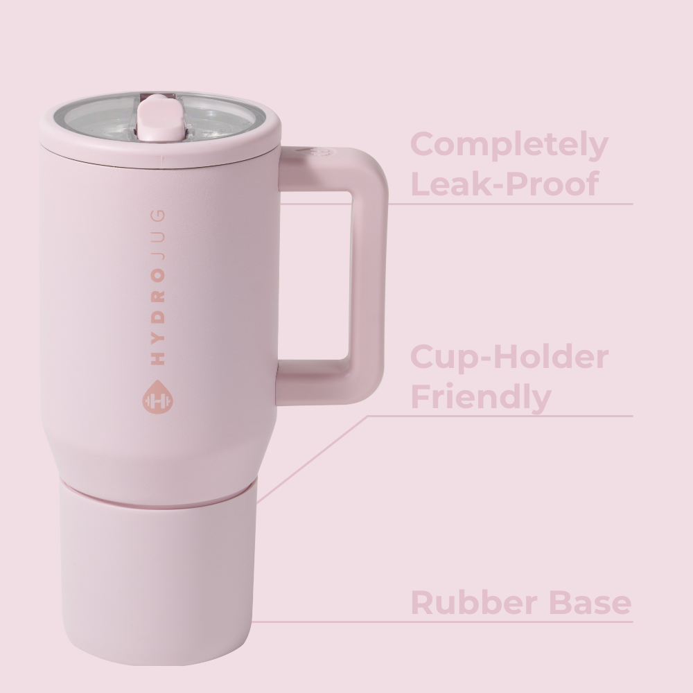 Pink Sand Traveler 20oz Features – Leak-Proof, Cup-Holder Fit, Rubber Base
