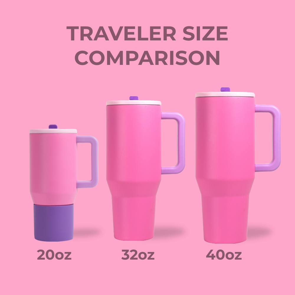 Pink Sugar Traveler Size Comparison – 20oz, 32oz, 40oz