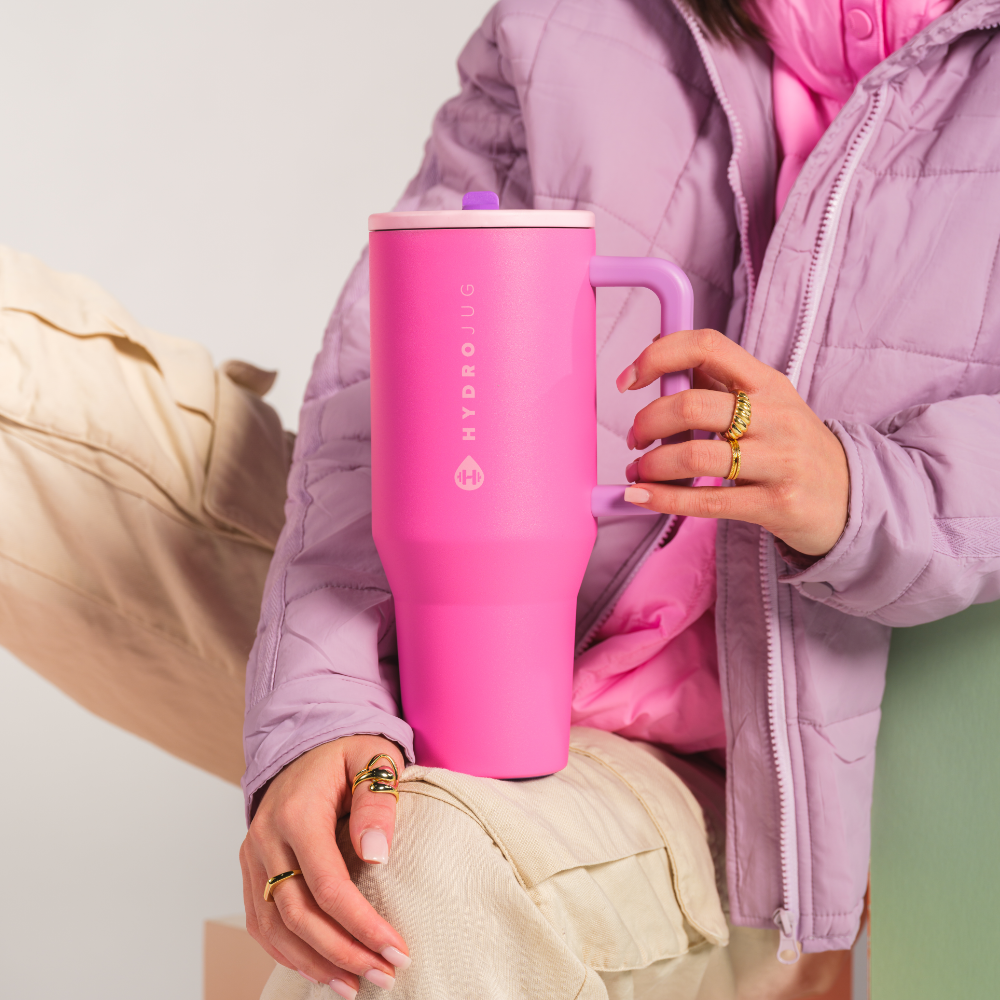 Person Holding Pink Sugar Traveler 32oz