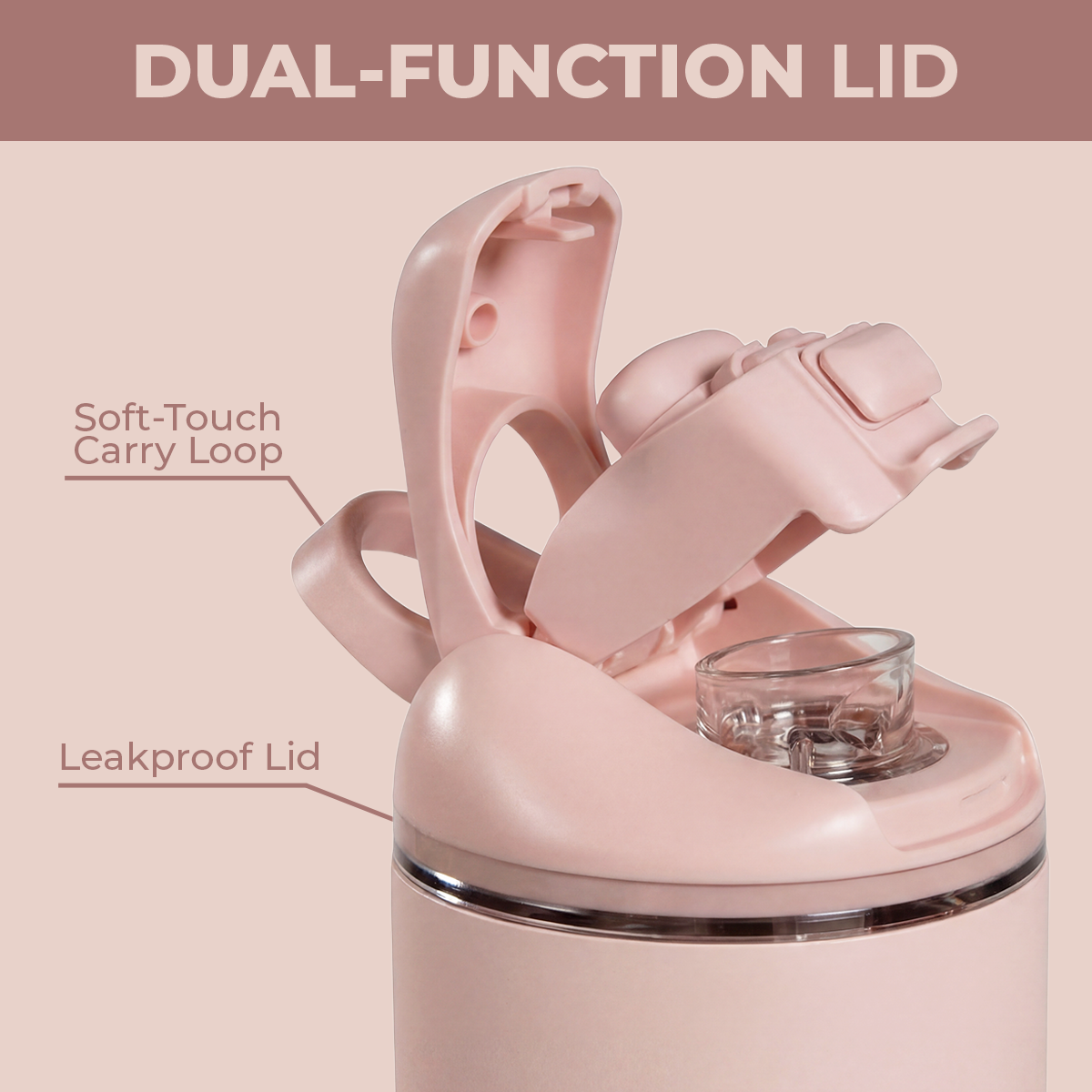 Dusty Rose Ease2o 14oz Dual-Function Lid with Soft-Touch Carry Loop