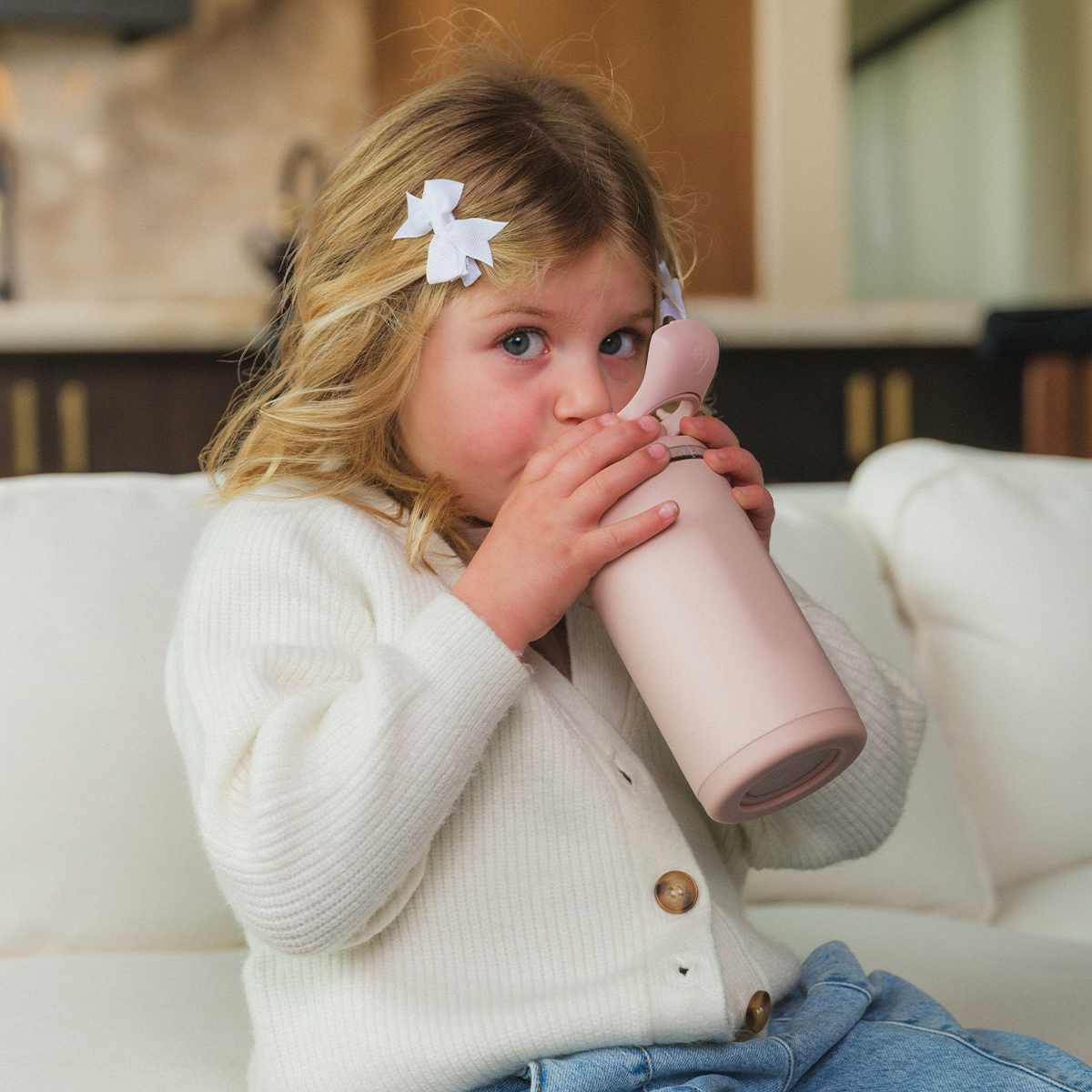 Girl Drinking from 14oz Dusty Rose HydroJug Ease2o