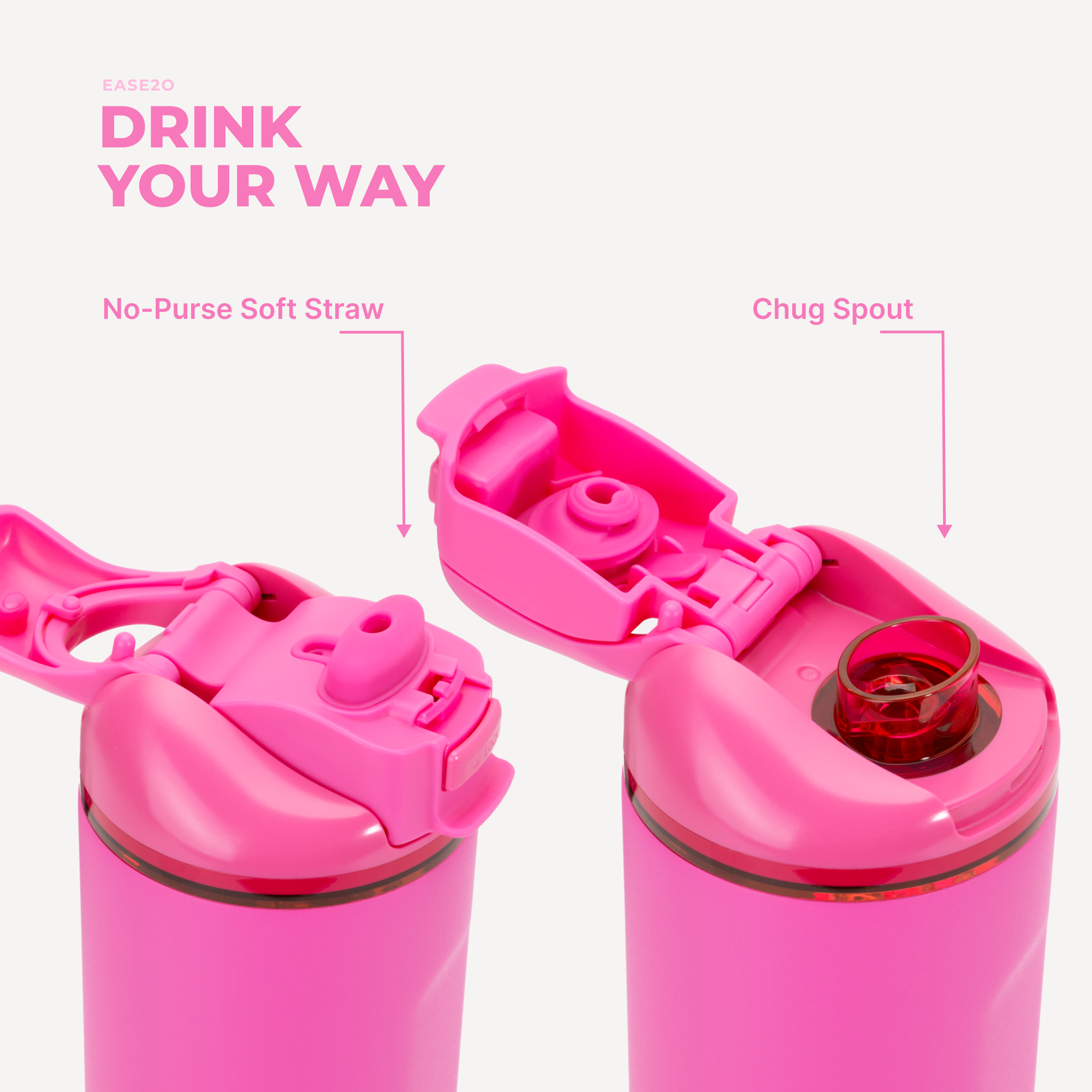Razzle 24oz Ease2o Lid: Soft Straw and Chug Spout Options