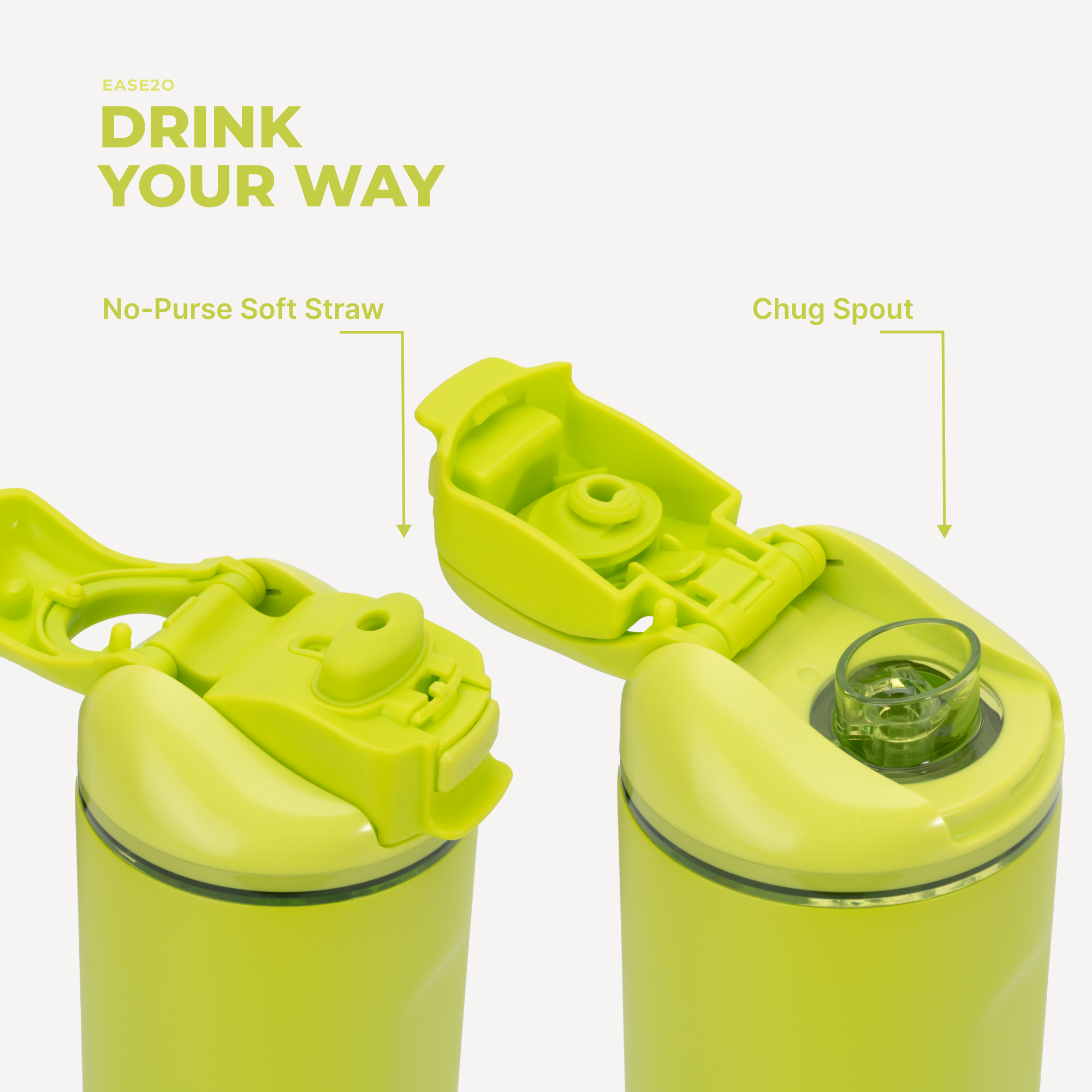 Lemon Lime 32oz Ease2o Lid: Soft Straw and Chug Spout Options
