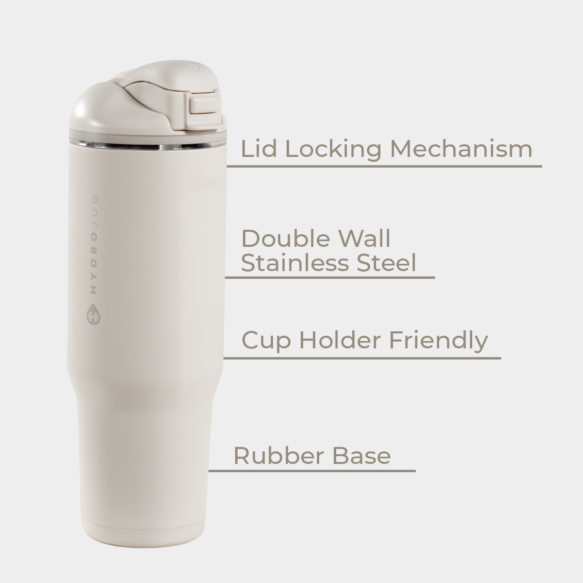 Linen 32oz Ease2o Features: Locking Lid, Stainless Steel, Rubber Base