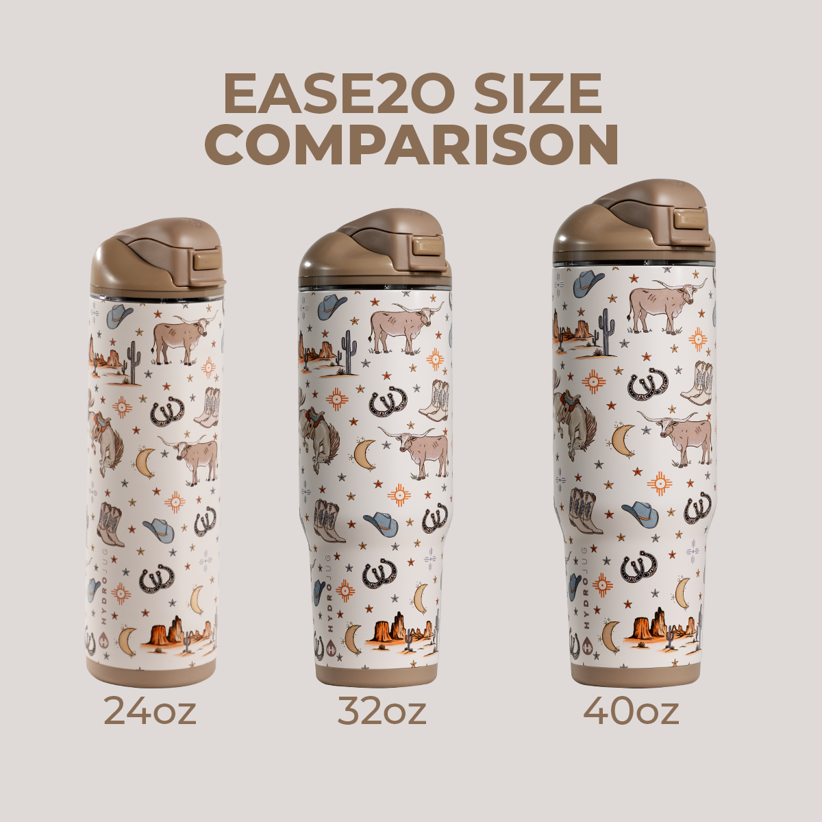 Mesa HydroJug Ease2o Size Comparison: 24oz, 32oz, 40oz