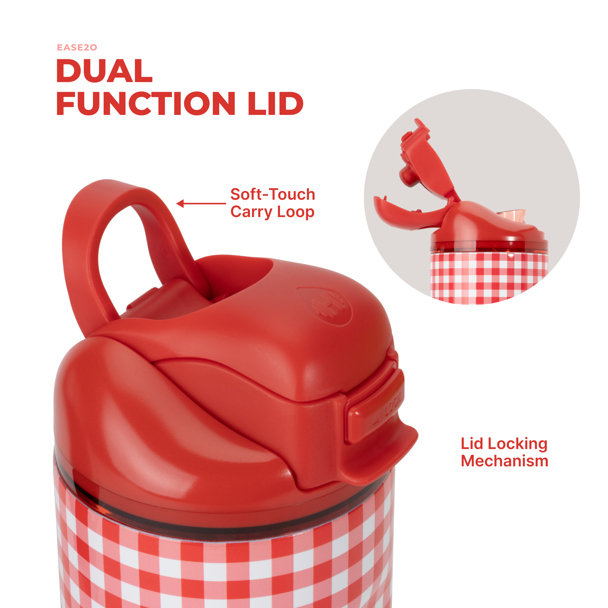 Summer Picnic Ease2o 32oz Dual-Function Lid with Soft-Touch Carry Loop