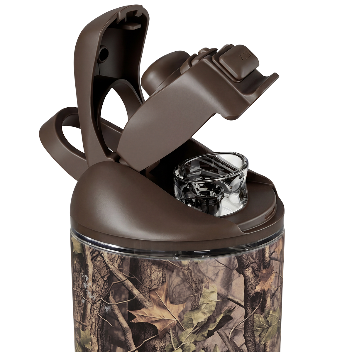 Close-up of HydroJug Ease2o Straw and Chug Lid in Woodland 32oz