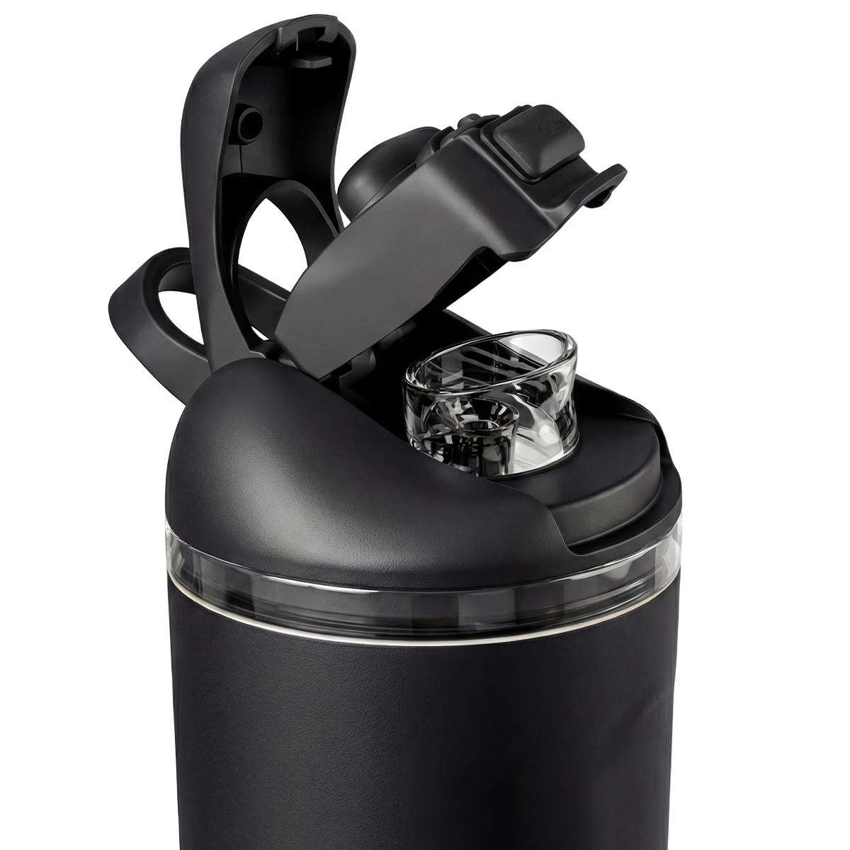 Close-up of HydroJug Ease2o Straw and Chug Lid in Black 40oz