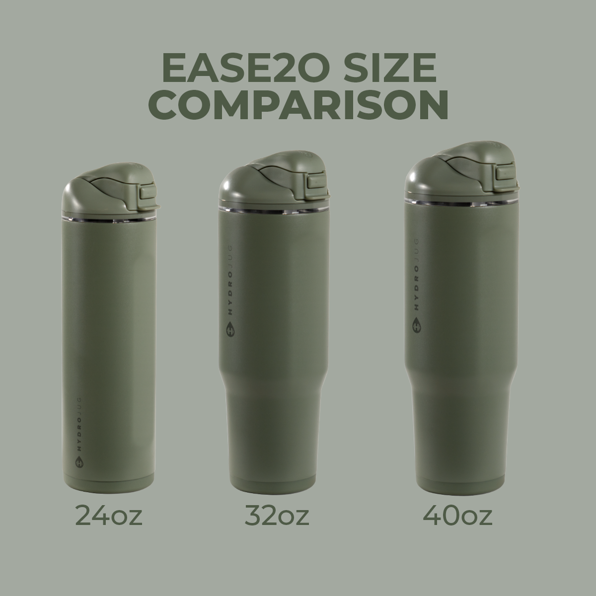 Courtyard HydroJug Ease2o Size Comparison: 24oz, 32oz, 40oz