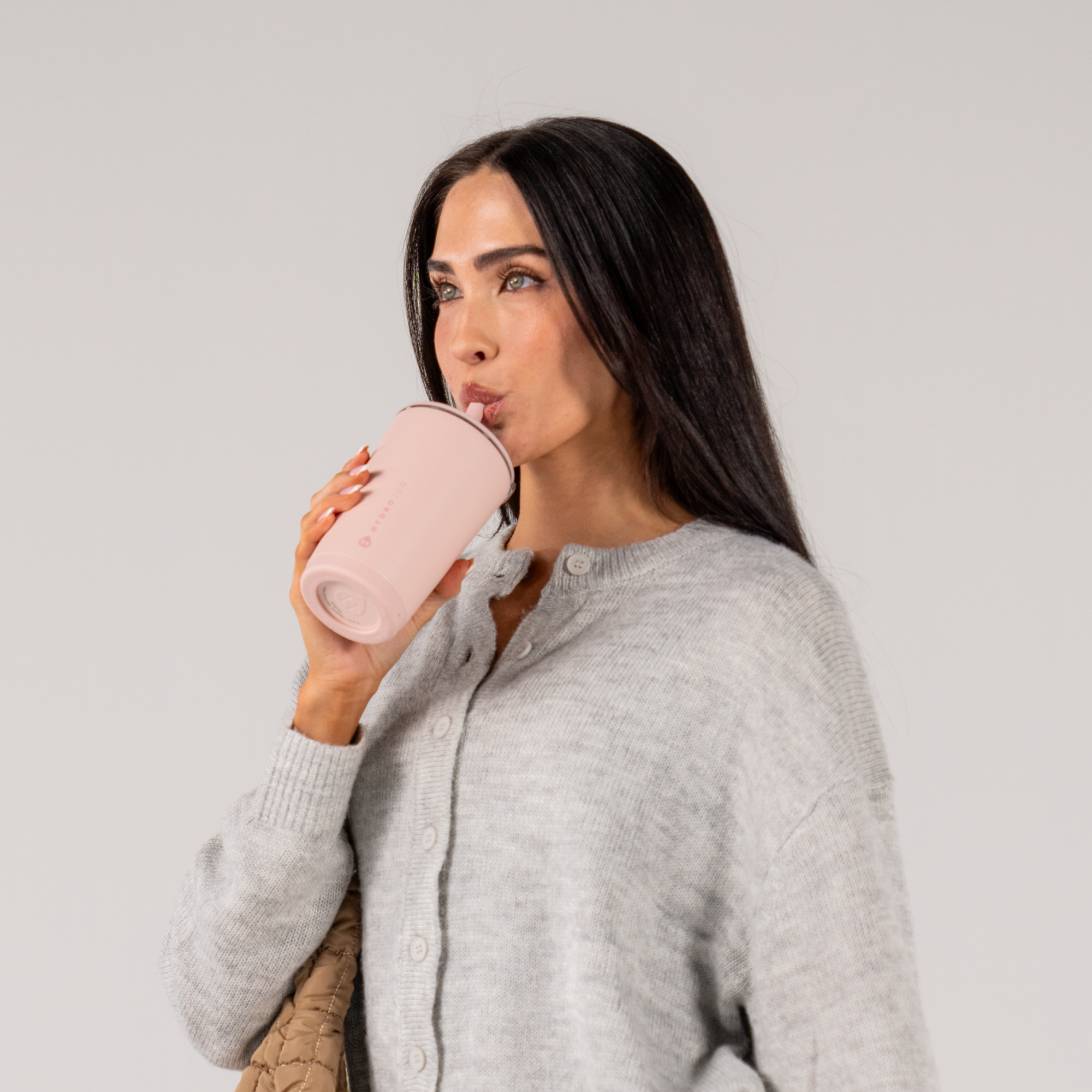 Woman Drinking from Dusty Rose Everyday Tumbler 14oz