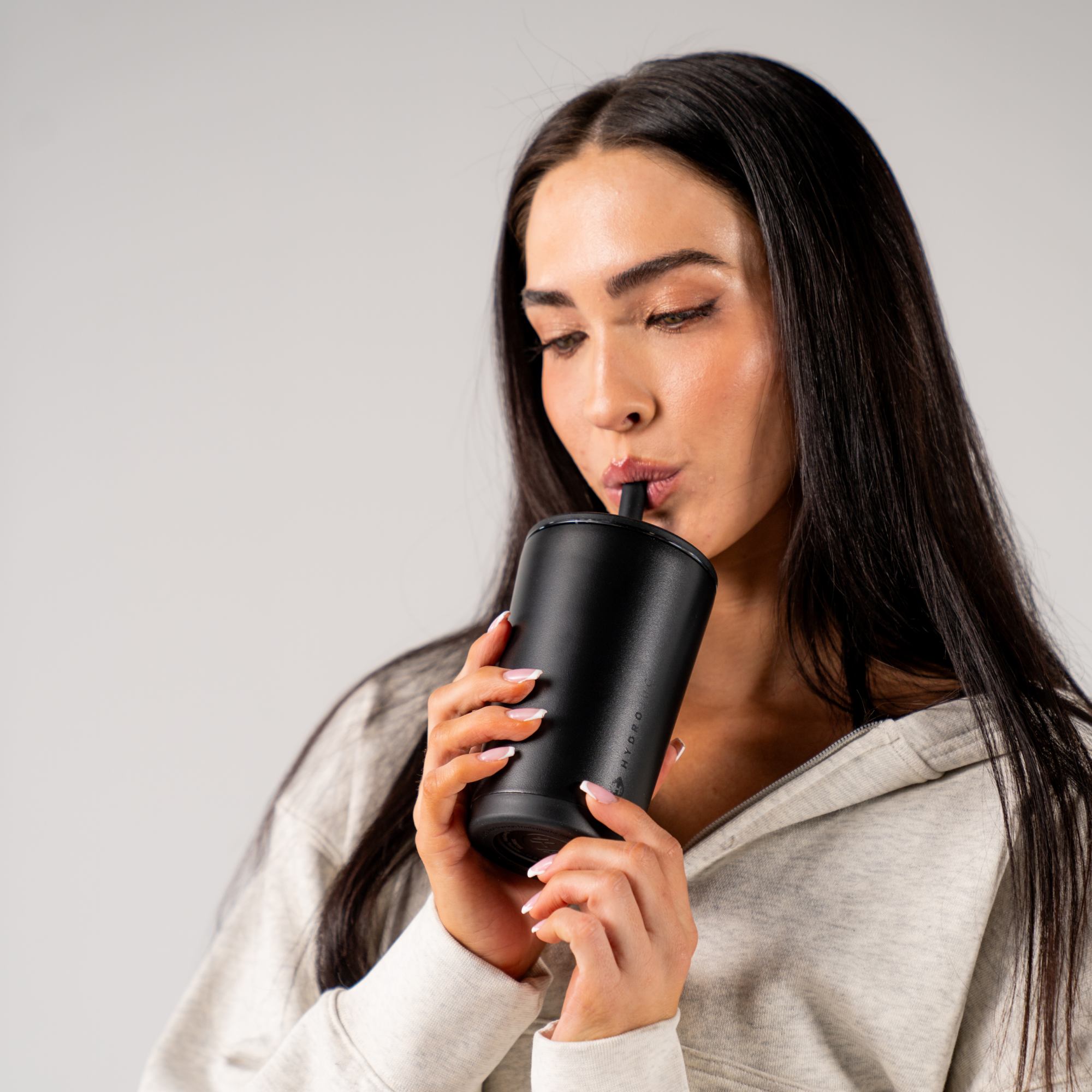 Woman Drinking from Black Everyday Tumbler 14oz