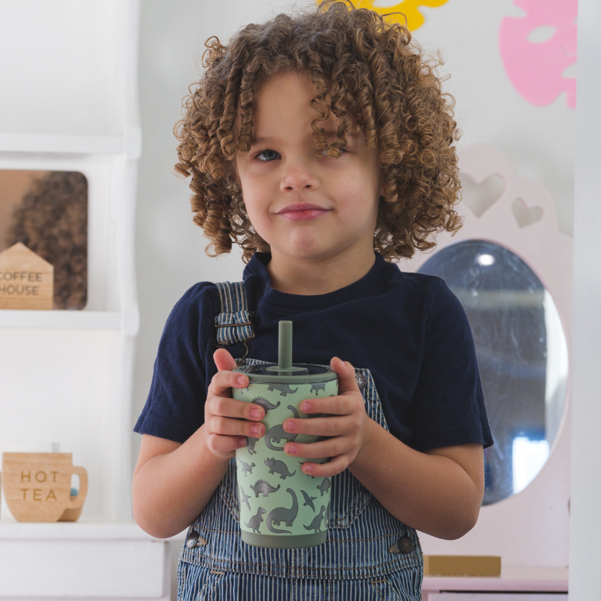 Kid Holding Dinosaur Everyday Tumbler 14oz