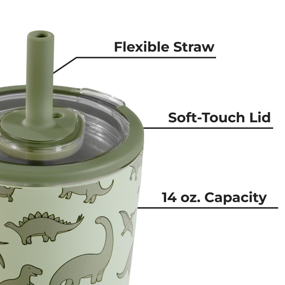 Dinosaur Everyday Tumbler 14oz with Flexible Straw and Soft-Touch Lid