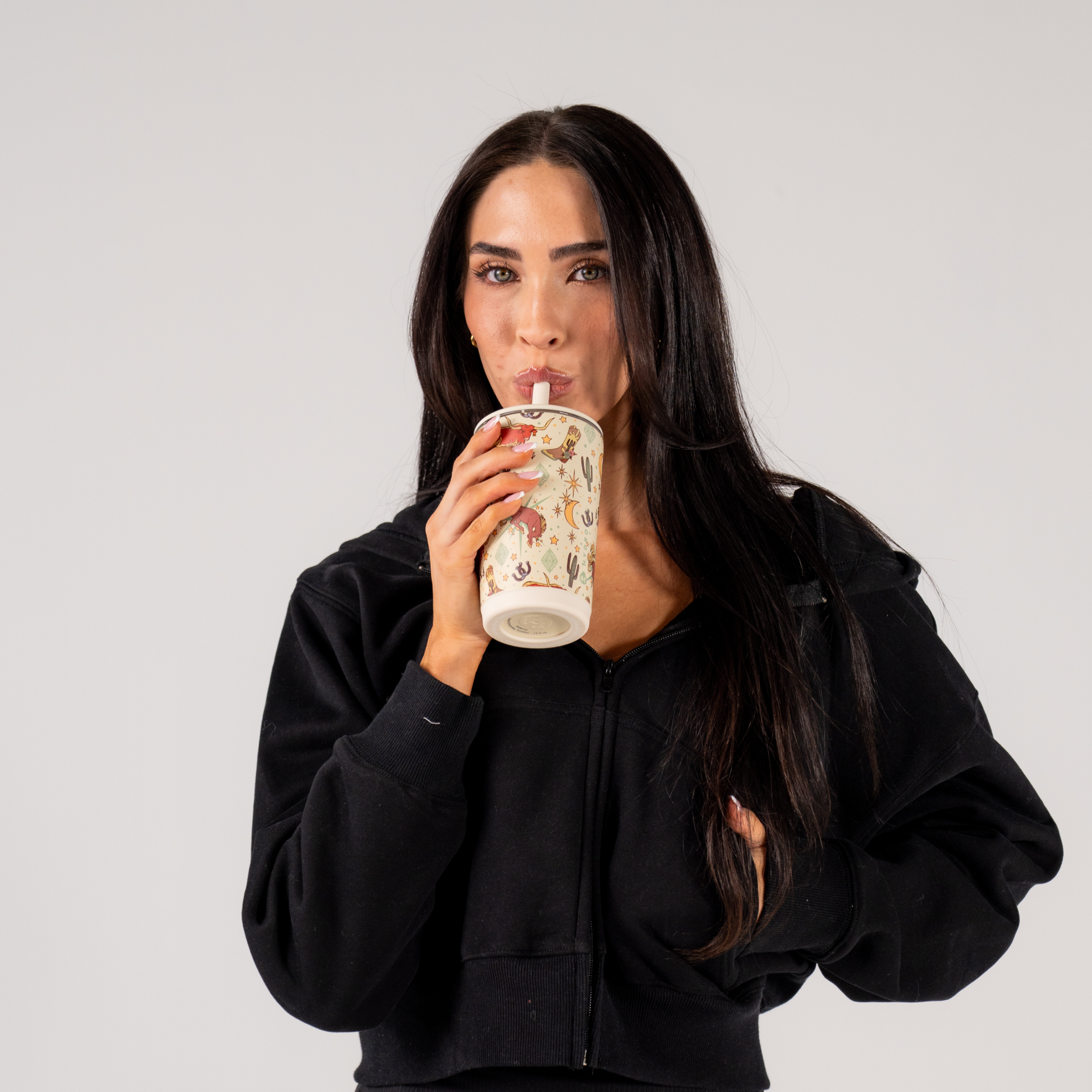 Woman Drinking from Rodeo Everyday Tumbler 14oz