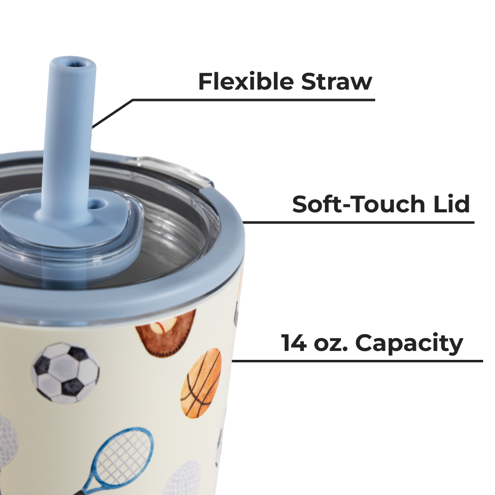Sports Everyday Tumbler 14oz with Flexible Straw and Soft-Touch Lid
