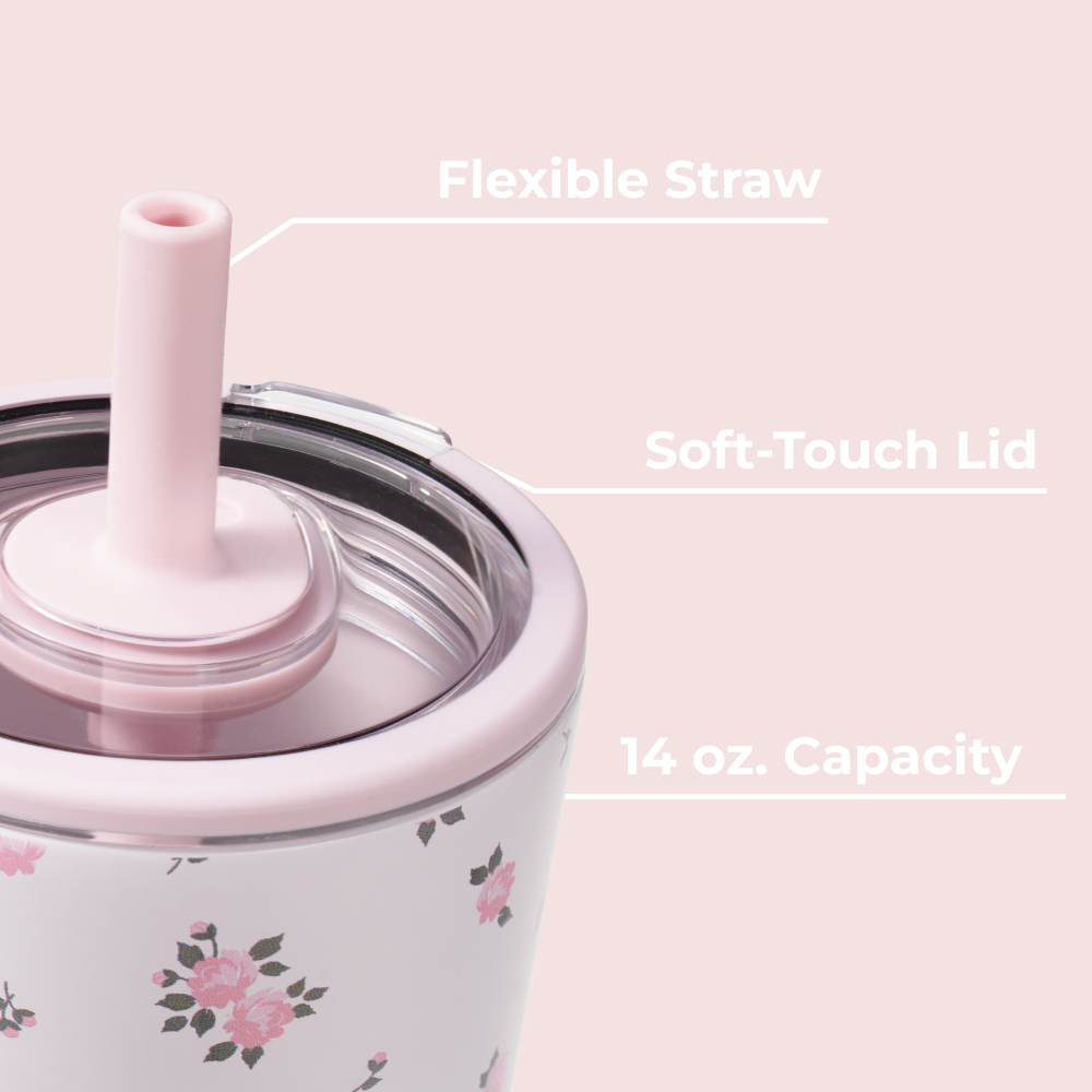Wildrose Everyday Tumbler 14oz with Flexible Straw and Soft-Touch Lid