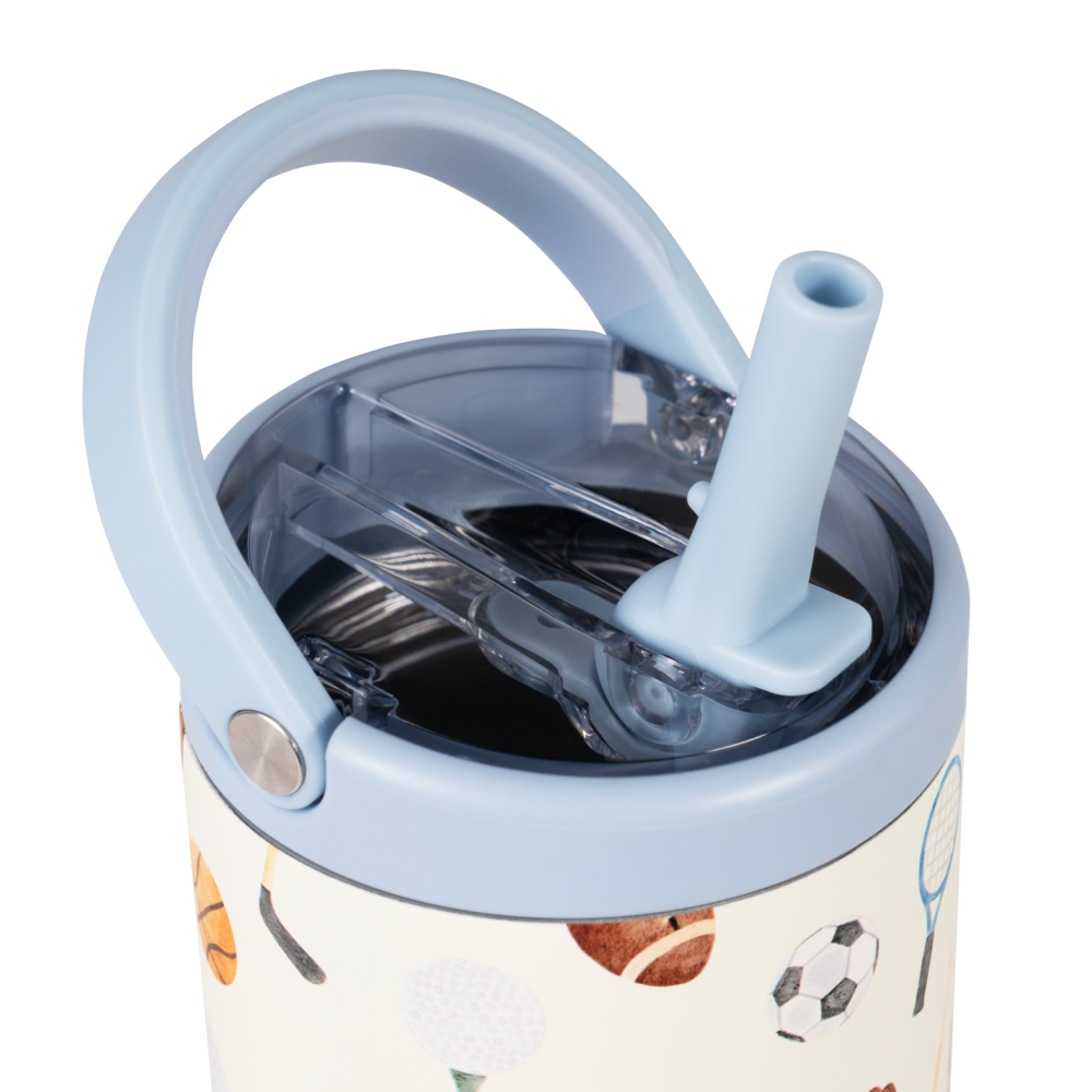 Sports Bottle 14oz with Flip Straw Lid and Handle