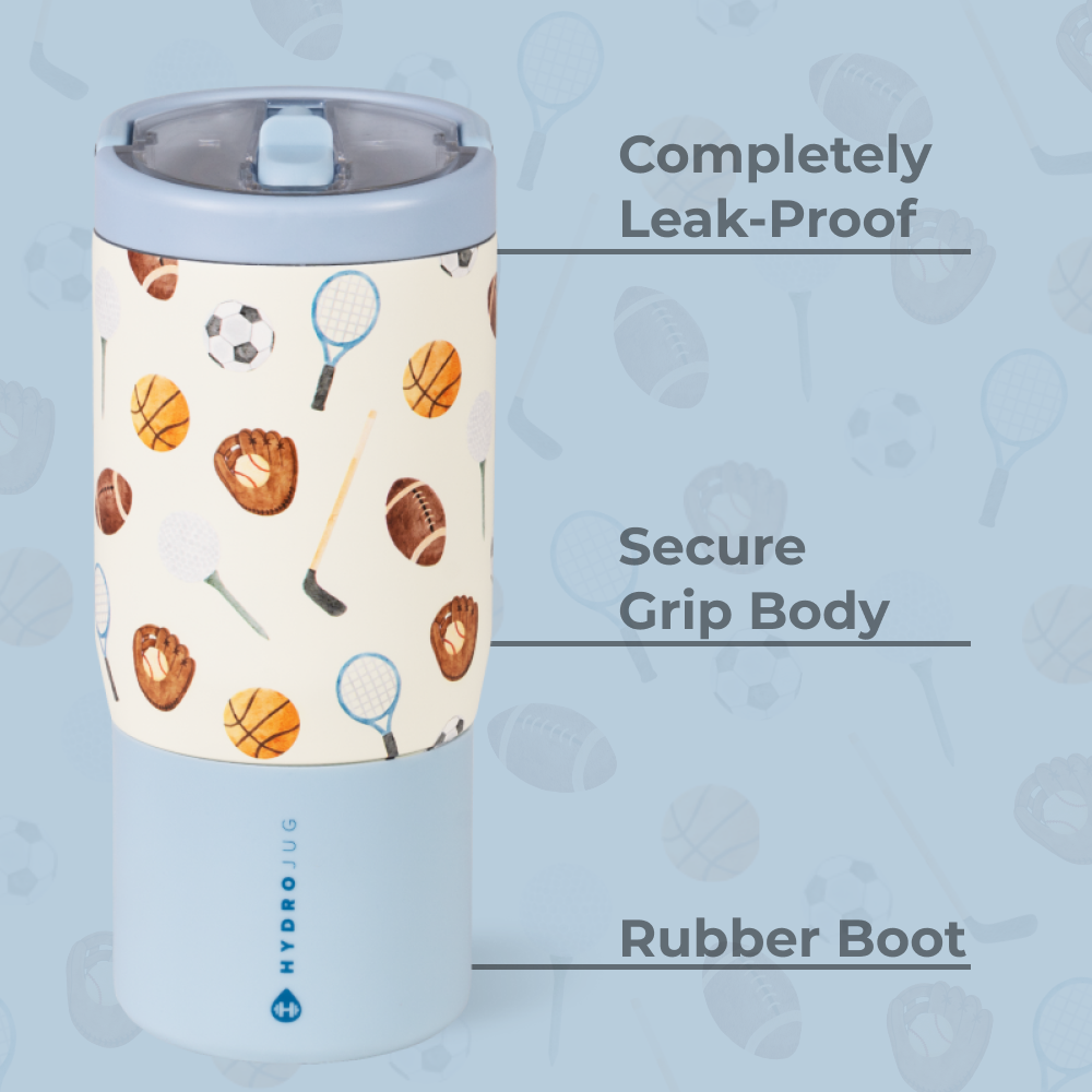 Sports Bottle 14oz Features – Leak-Proof, Grip Body, Rubber Boot