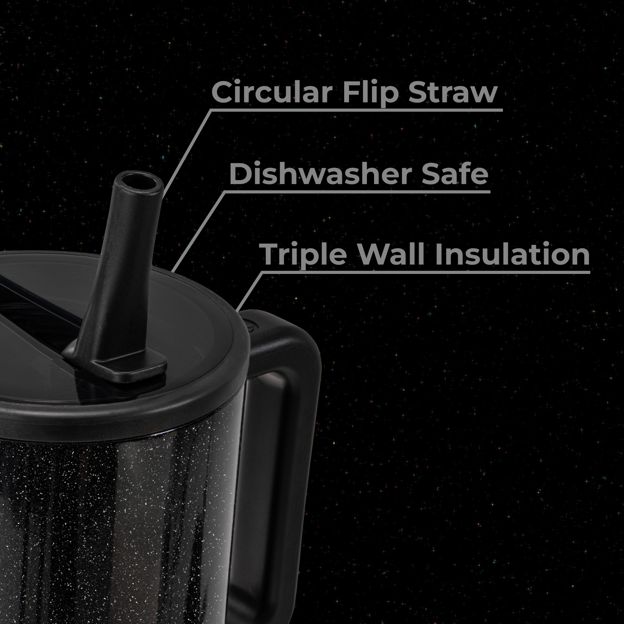 Spellbound Traveler 32oz Features – Flip Straw, Dishwasher Safe, Triple Wall Insulated