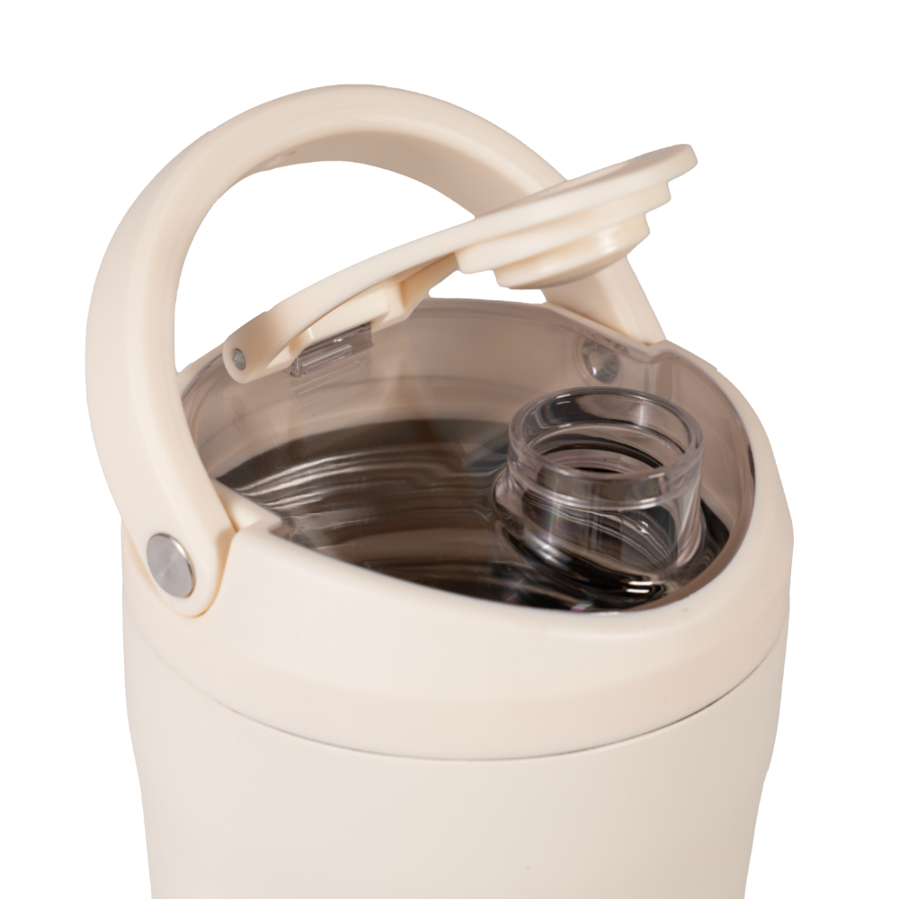 Cream Insulated Shaker 24oz with Open Flip Lid