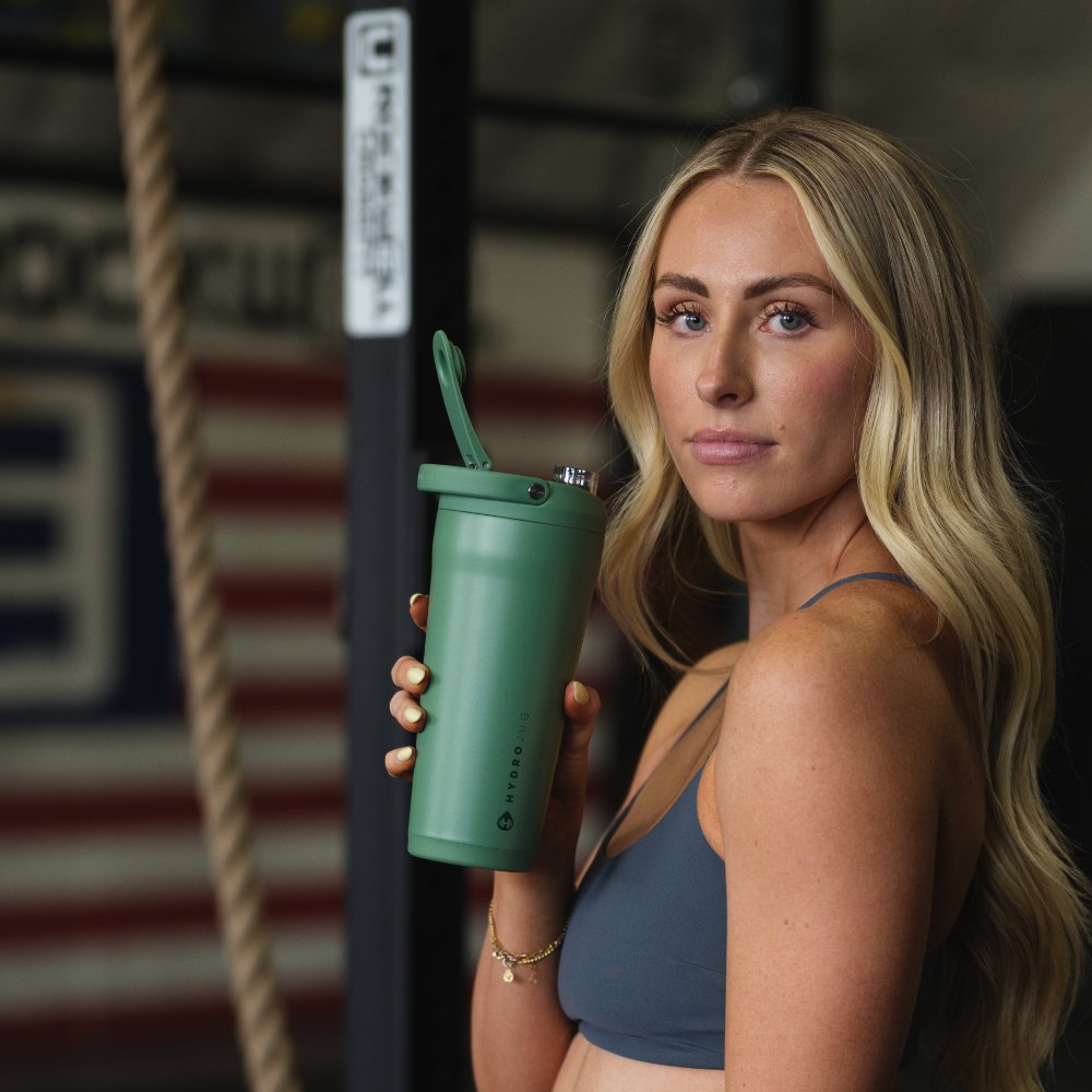 Person Holding HydroJug Sage Insulated Shaker 24oz