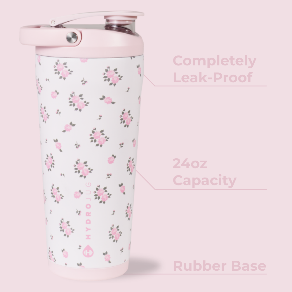 Wildrose Insulated Shaker 24oz Features – Leak-Proof, Rubber Base, 24oz Capacity