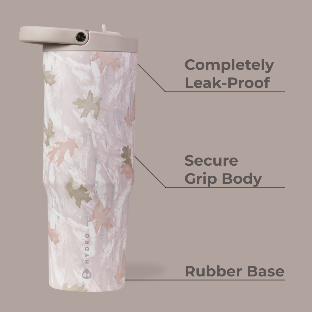 Camo Sport Bottle 40oz Features – Leak-Proof, Grip Body, Rubber Base