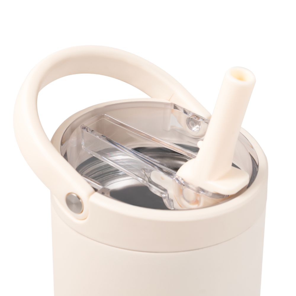 Cream Sport Bottle 40oz with Flip Straw Lid and Handle