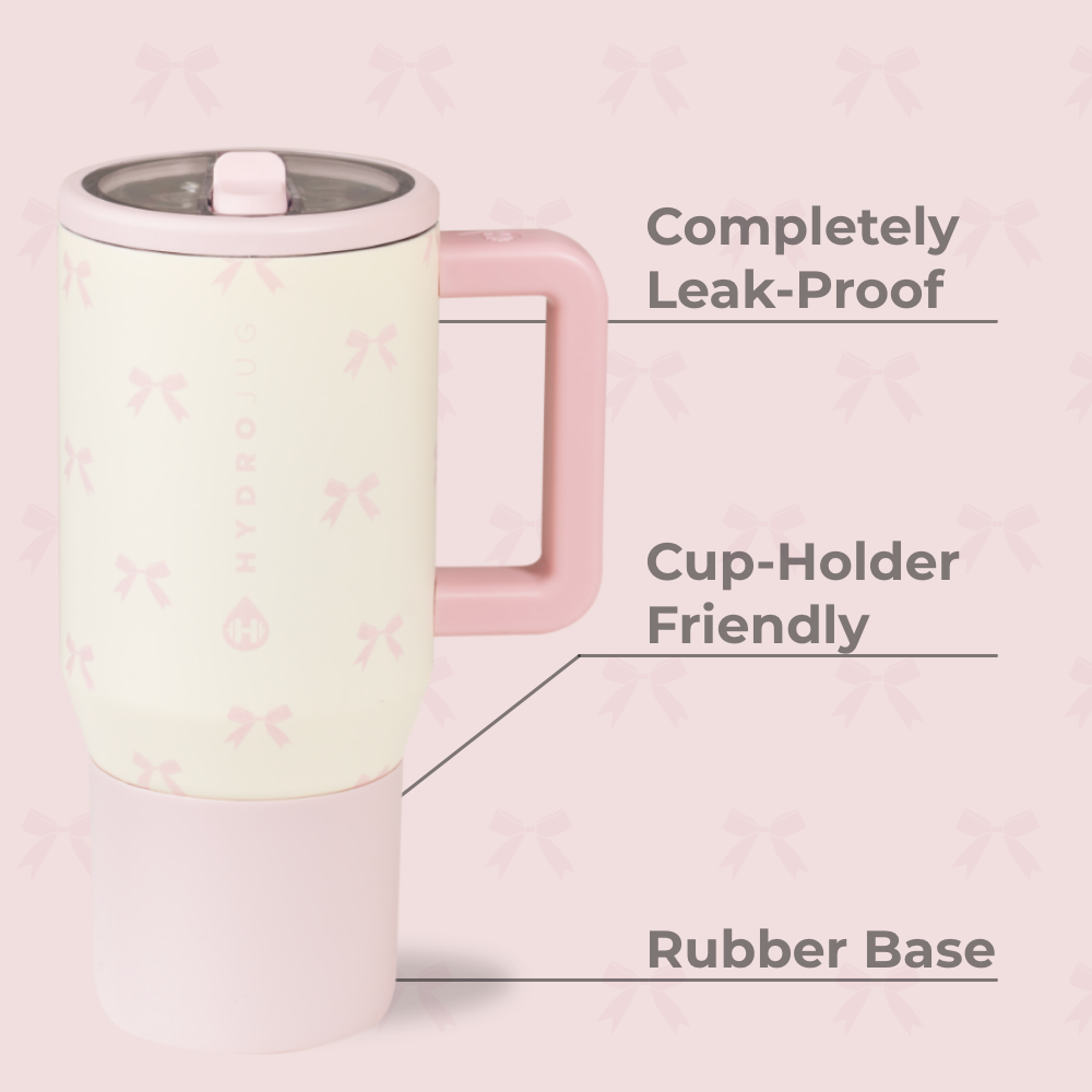 Bows Traveler 20oz Features – Leak-Proof, Cup-Holder Fit, Rubber Base