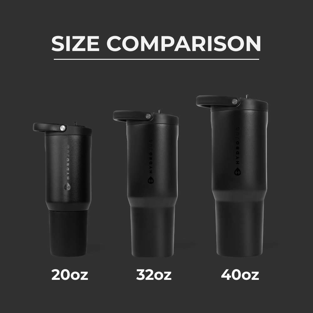 Black Sport Bottle Size Comparison – 20oz, 32oz, 40oz