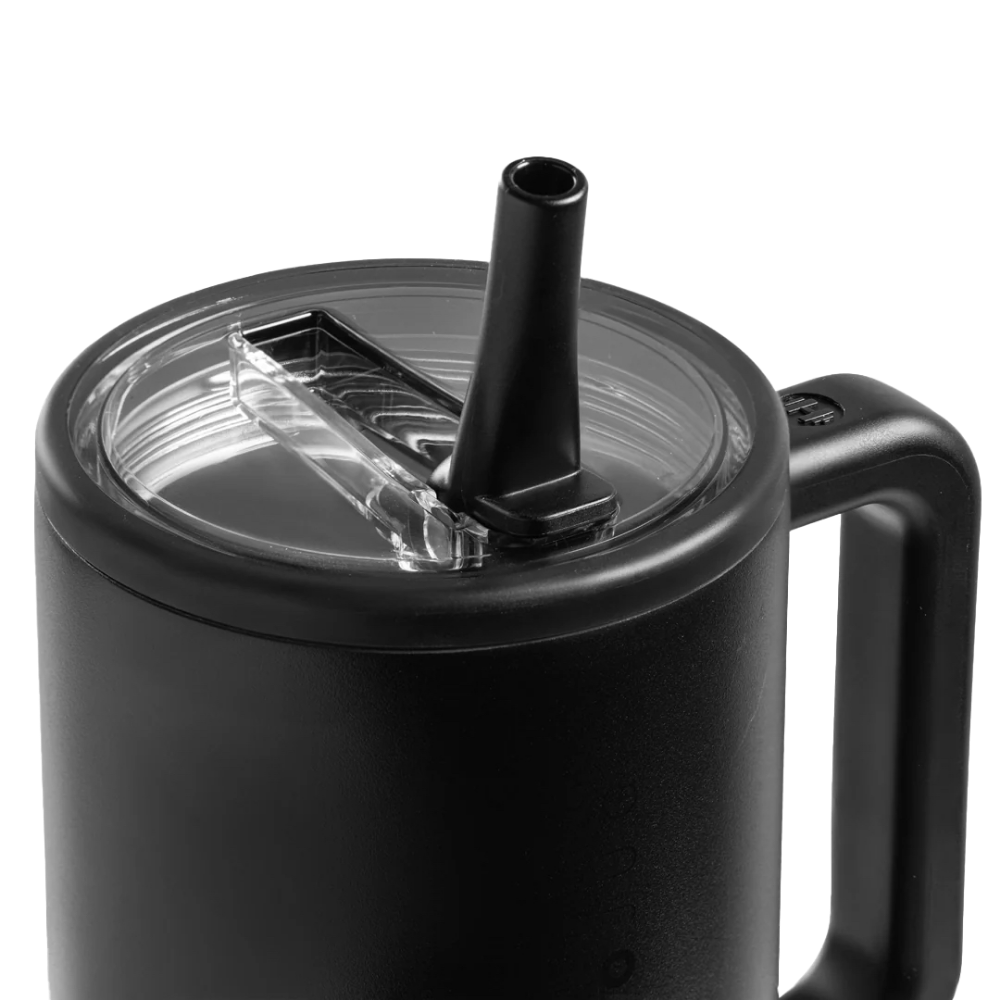 Black Traveler 40oz with Flip Straw and Clear Lid