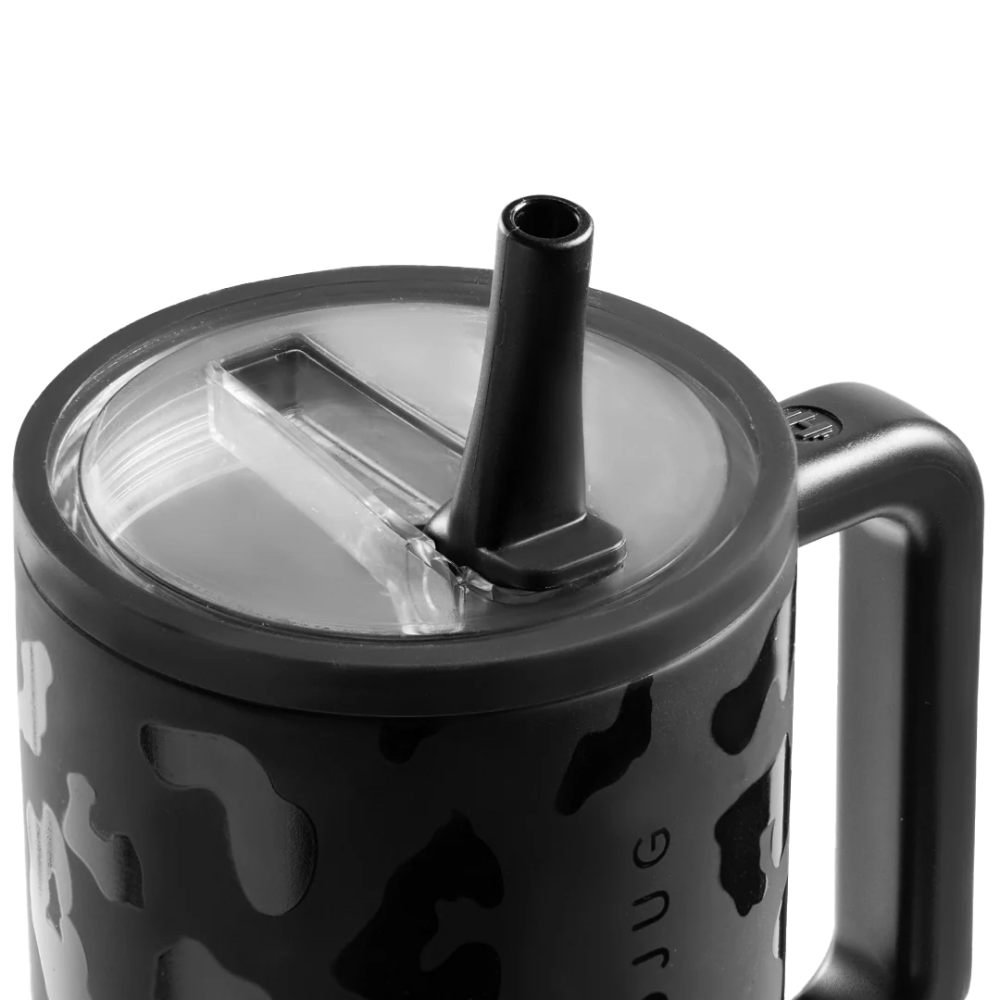 Black Leopard Traveler 32oz with Flip Straw and Clear Lid