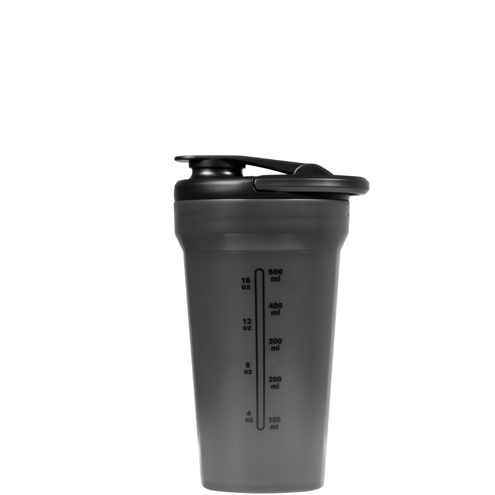 Black Single Wall Shaker 20oz with Measures in oz and ml