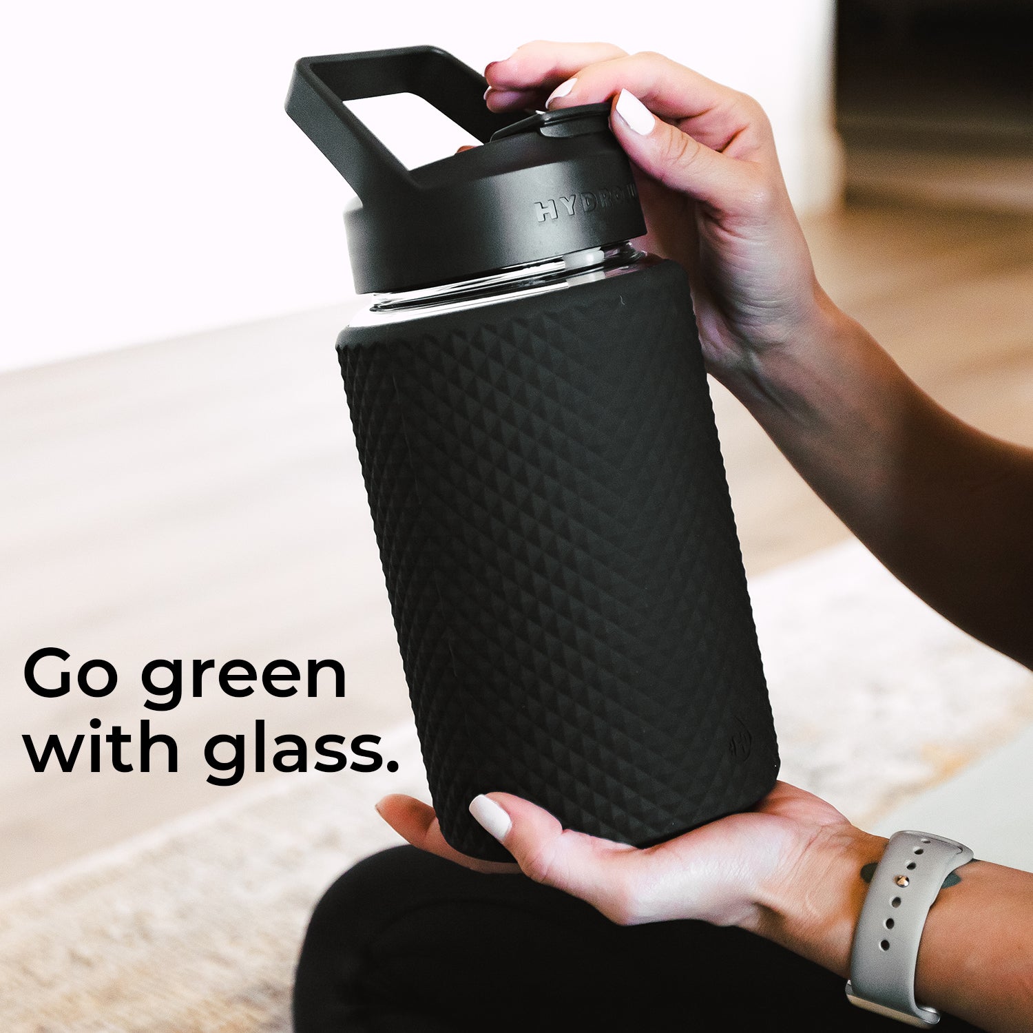 jUUi Glass Water Bottle with Silicone Sleeve and No Spill Stainless Steel  Lid