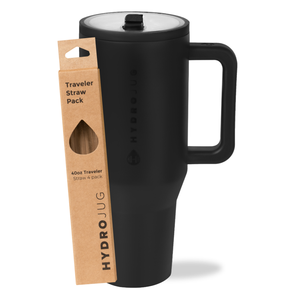 Black Traveler 40oz + Replacement Straw Pack