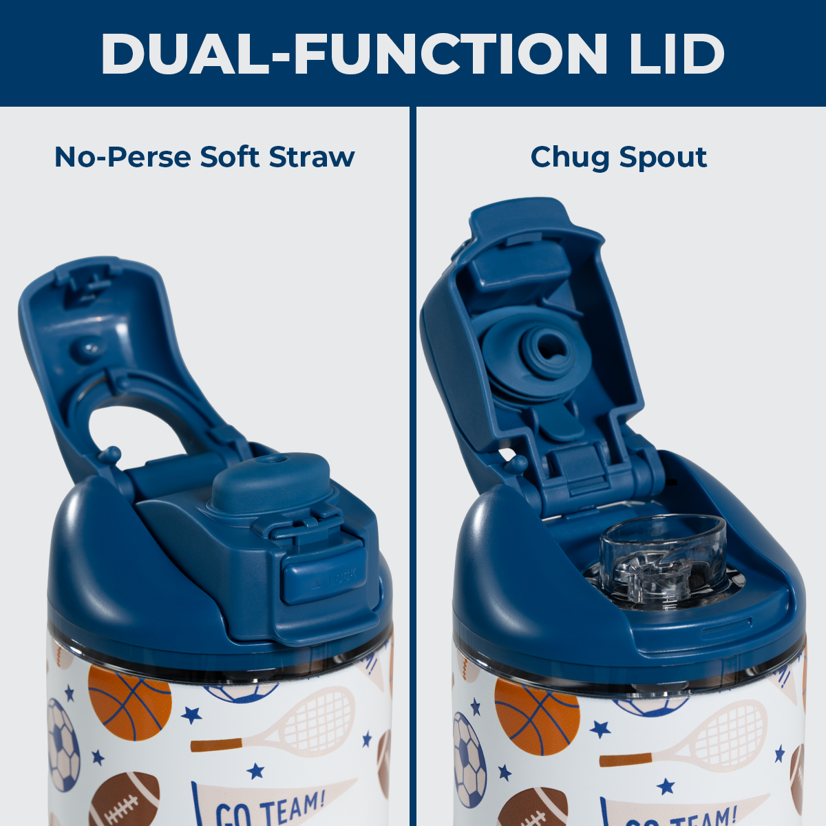 All Stars 14oz Ease2o Lid: Soft Straw and Chug Spout Options