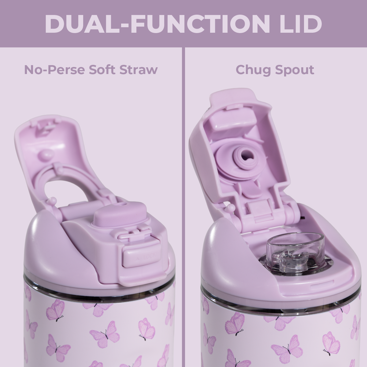 Flutter 14oz Ease2o Lid: Soft Straw and Chug Spout Options