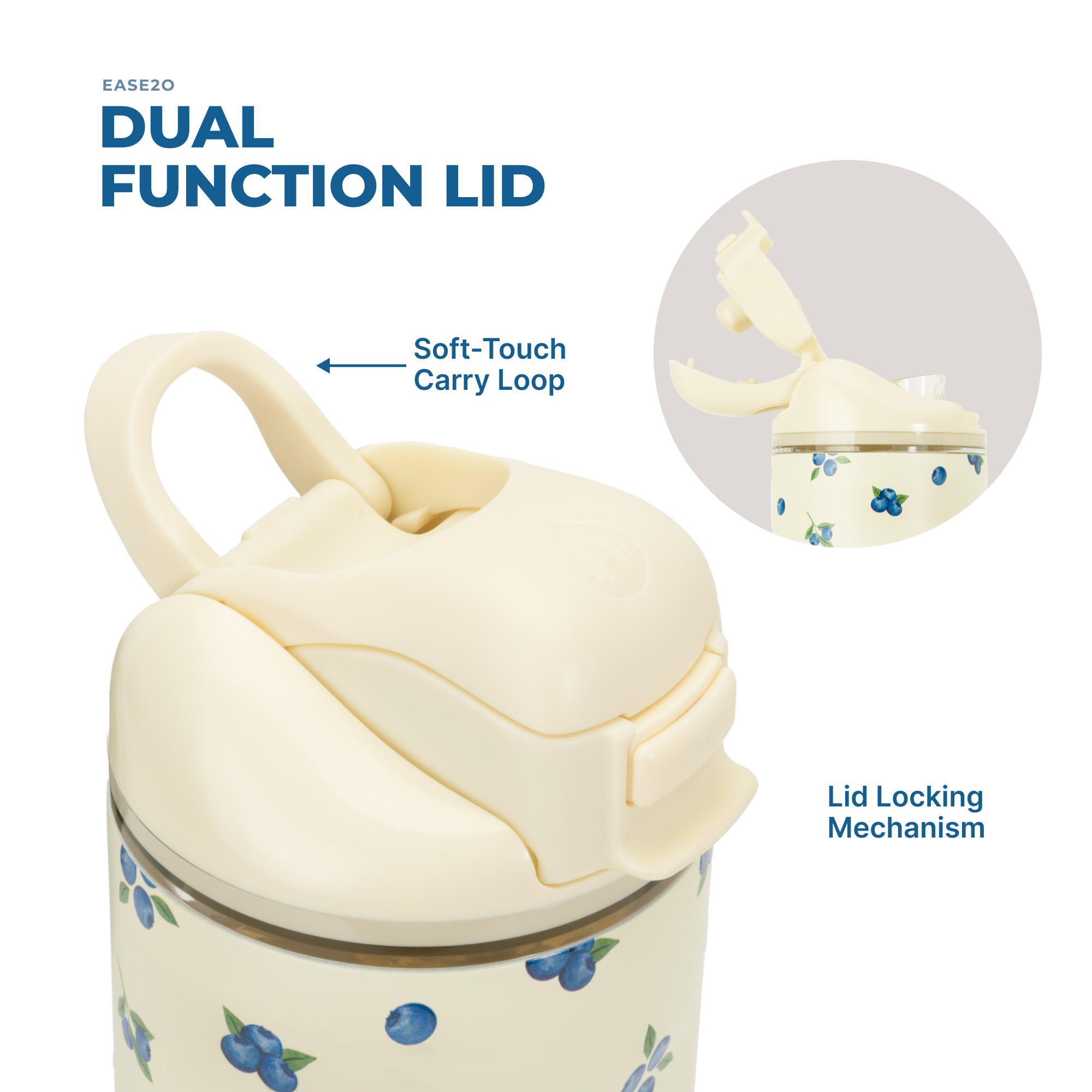 Freshly Pick'd Ease2o 14oz Dual-Function Lid with Soft-Touch Carry Loop 