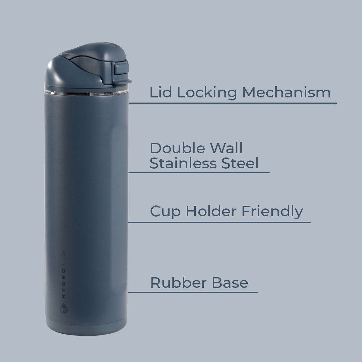 Cascade 24oz Ease2o Features: Locking Lid, Stainless Steel, Rubber Base