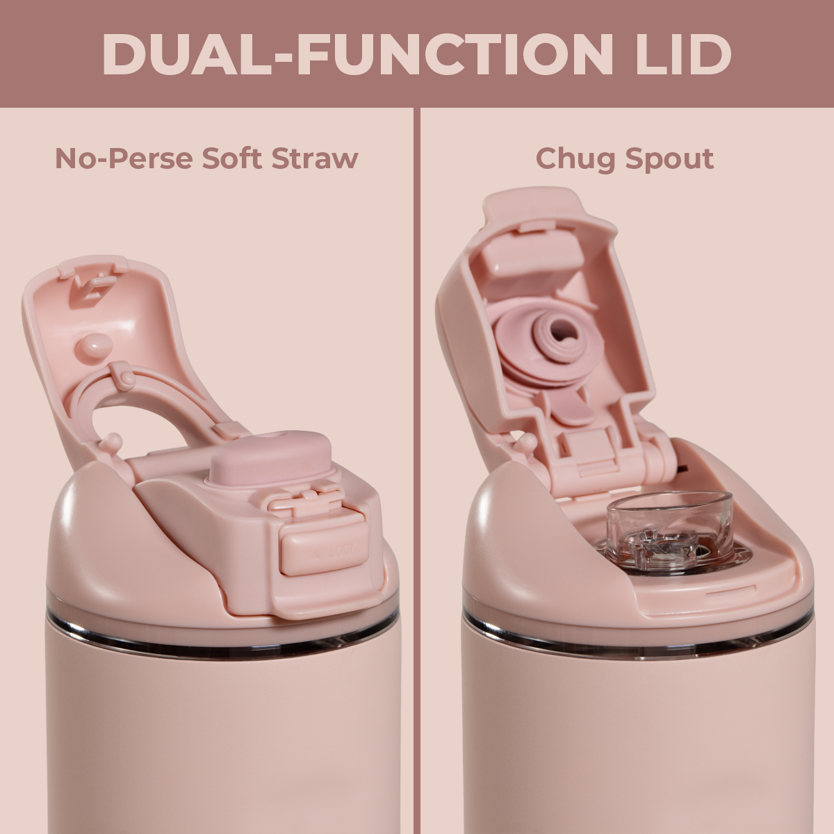 Dusty Rose 24oz Ease2o Lid: Soft Straw and Chug Spout Options