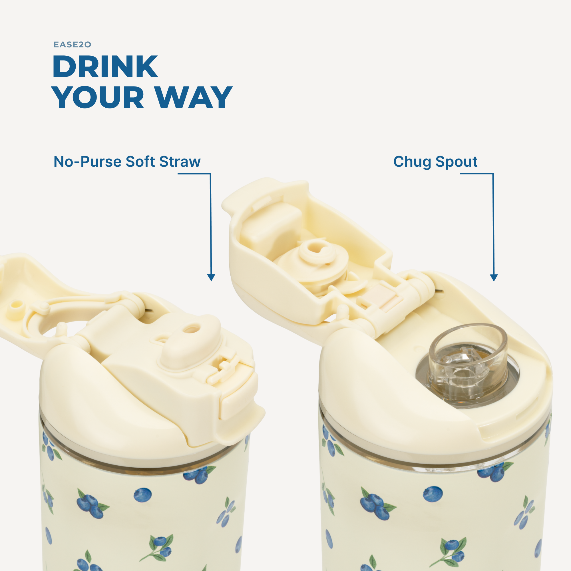 Freshly Pick'd 24oz Ease2o Lid: Soft Straw and Chug Spout Options
