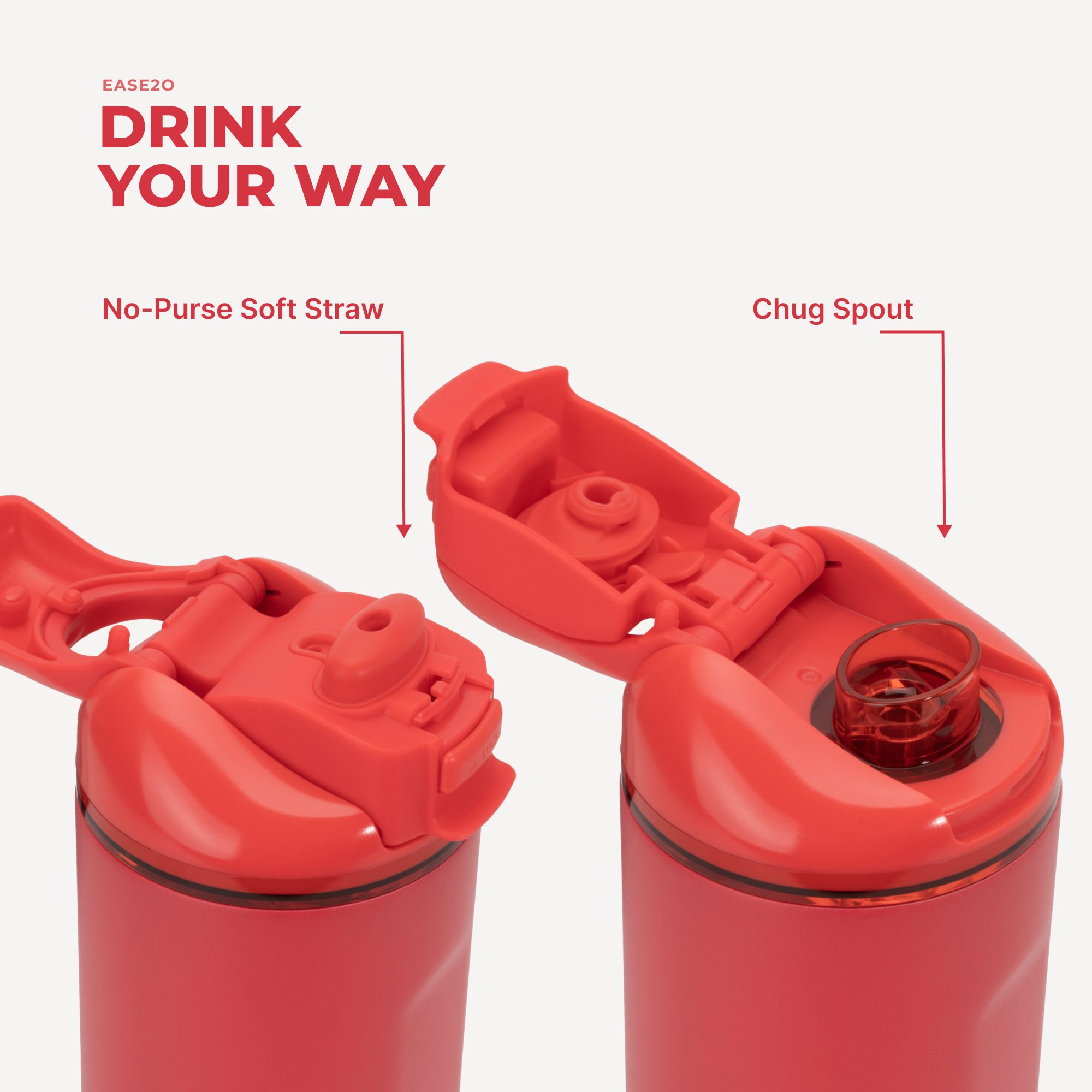 Fruit Punch 24oz Ease2o Lid: No-Purse Soft Straw and Chug Spout Options