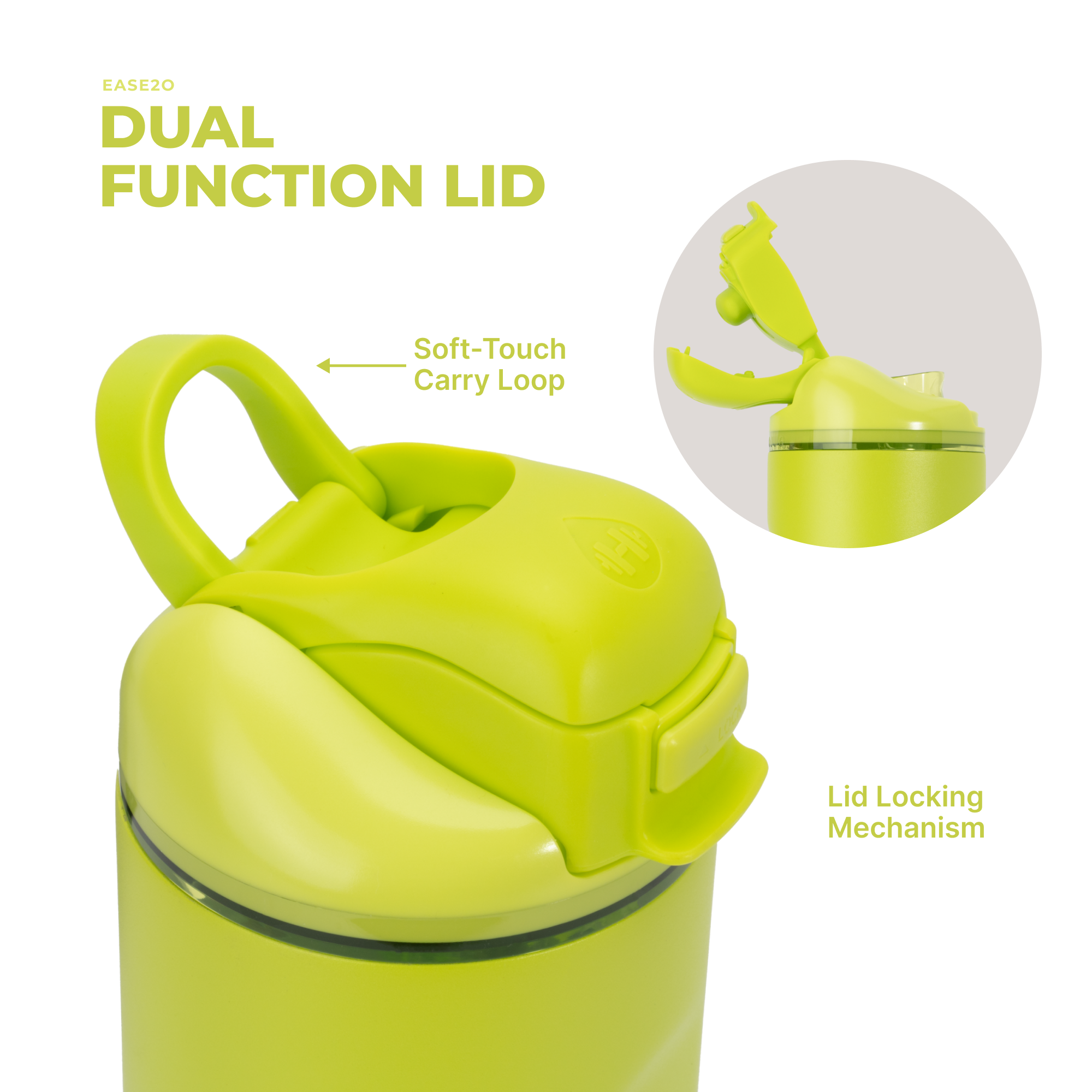 Lemon Lime Ease2o 24oz Dual-Function Lid with Soft-Touch Carry Loop 