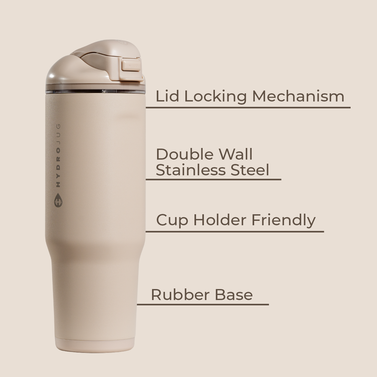 Dune 32oz Ease2o Features: Locking Lid, Stainless Steel, Rubber Base