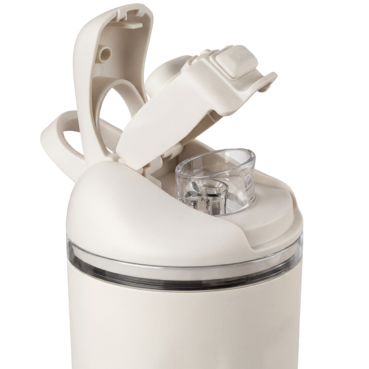 Close-up of HydroJug Ease2o Straw and Chug Lid in Linen 32oz