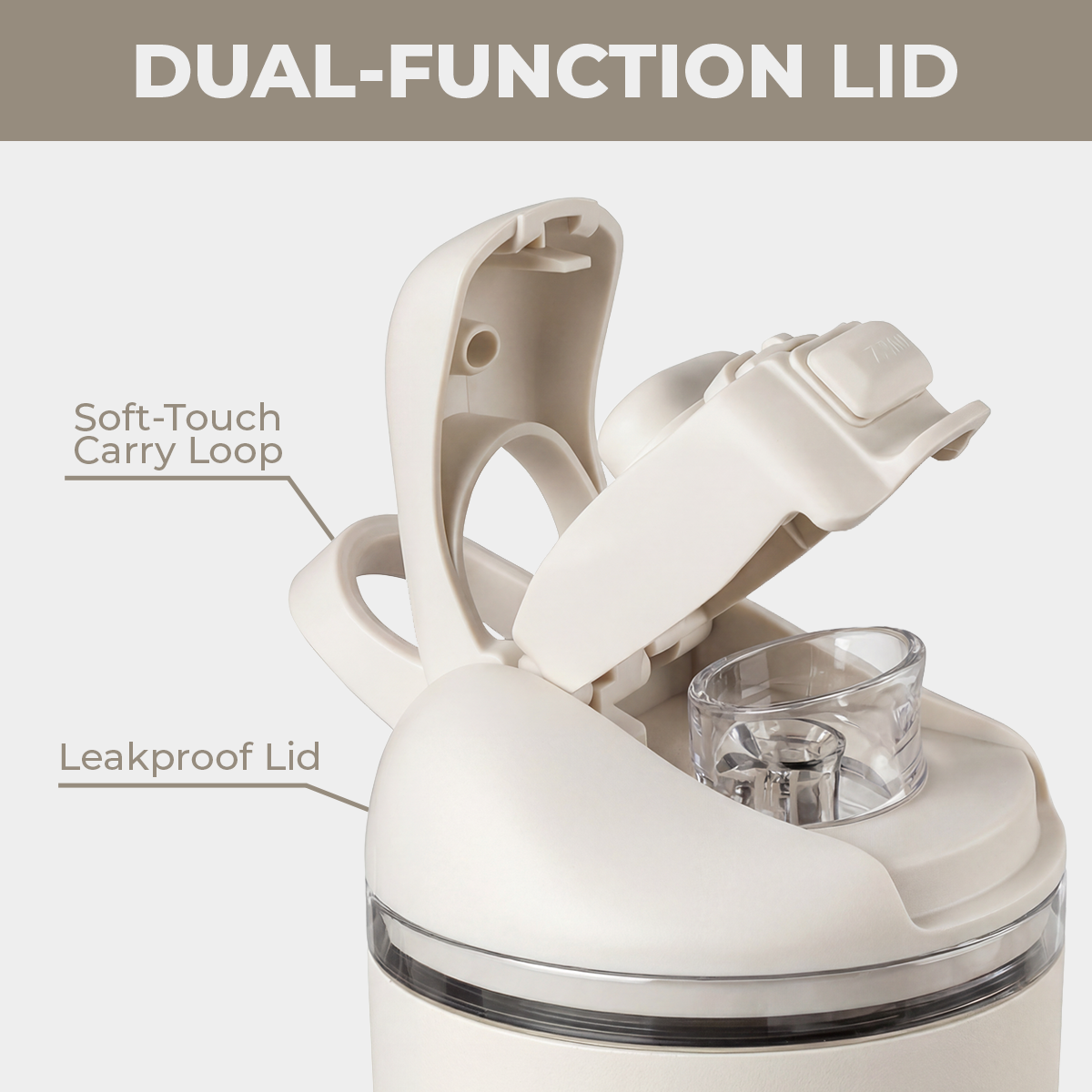 Linen Ease2o 32oz Dual-Function Lid with Soft-Touch Carry Loop 