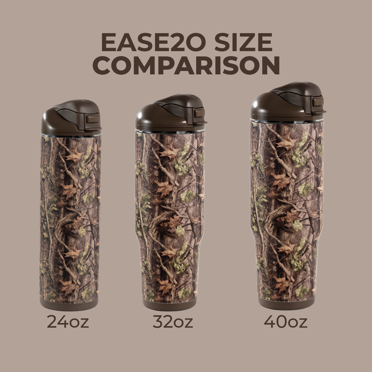 Woodland HydroJug Ease2o Size Comparison: 24oz, 32oz, 40oz