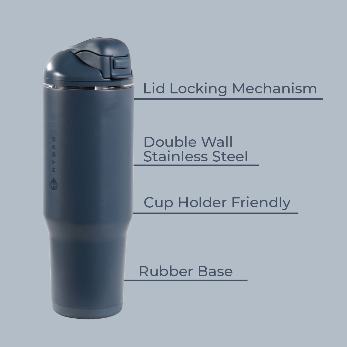 Cascade 40oz Ease2o Features: Locking Lid, Stainless Steel, Rubber Base