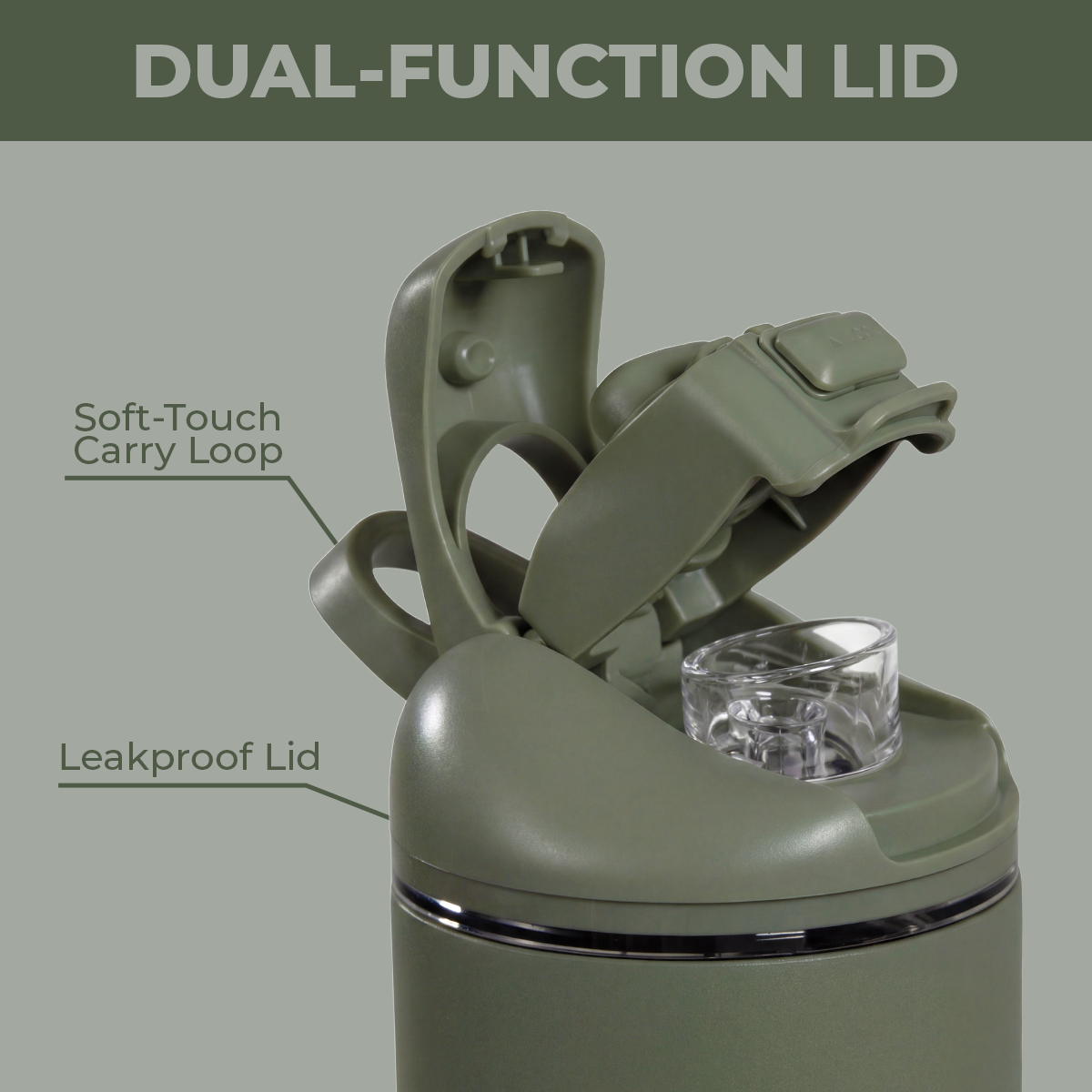 Courtyard Ease2o 40oz Dual-Function Lid with Soft-Touch Carry Loop 